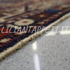 Antico tappeto caucasico Shirvan bidjov annodato a mano in lana su lana con colori naturali 167x110 cm fondo blu