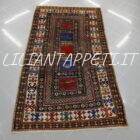kazak borcialu antico a cassettoni tappeto caucaso fine ottocento 226x127 cm in lana
