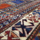 kazak borcialu antico a cassettoni tappeto caucaso fine ottocento 226x127 cm in lana