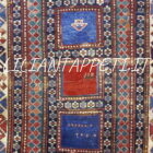 kazak borcialu antico a cassettoni tappeto caucaso fine ottocento 226x127 cm in lana