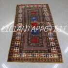 kazak borcialu antico a cassettoni tappeto caucaso fine ottocento 226x127 cm in lana