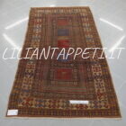 kazak borcialu antico a cassettoni tappeto caucaso fine ottocento 226x127 cm in lana