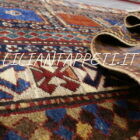 kazak borcialu antico a cassettoni tappeto caucaso fine ottocento 226x127 cm in lana