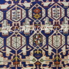 antico tappeto caucasico kuba konagkend tutto lana 190x111motivo arabescato fondo blu avorio
