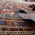 tappeto caucasico kuba antico fondo blu da salotto tutto lana 181x127 cm motivo bukhara