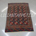 tappeto caucasico kuba antico fondo blu da salotto tutto lana 181x127 cm motivo bukhara