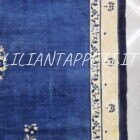 Antico tappeto Pechino cinese fondo azzurro annodato a mano 350x278 cm lana su cotone