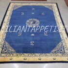 Antico tappeto Pechino cinese fondo azzurro annodato a mano 350x278 cm lana su cotone