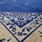 Antico tappeto Pechino cinese fondo azzurro annodato a mano 350x278 cm lana su cotone