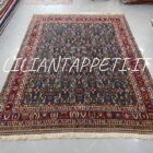 vecchio tappeto persiano Qashqai Kashkuli fondo verde con motivo Herati, lana su cotone, Persia meridionale 297x218 cm