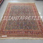 vecchio tappeto persiano Qashqai Kashkuli fondo verde con motivo Herati, lana su cotone, Persia meridionale 297x218 cm