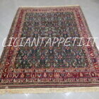 vecchio tappeto persiano Qashqai Kashkuli fondo verde con motivo Herati, lana su cotone, Persia meridionale 297x218 cm