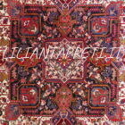 Grande tappeto persiano Heriz vecchio lana su cotone 460x350 cm rosso avorio