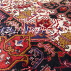 Grande tappeto persiano Heriz vecchio lana su cotone 460x350 cm rosso avorio