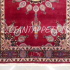 tappeto persiano khorasan mashad Firmato azmayesh lana su cotone 150x102 cm fondo rosso e marchio azienda in mezzo