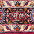tappeto persiano khorasan mashad Firmato azmayesh lana su cotone 150x102 cm fondo rosso e marchio azienda in mezzo