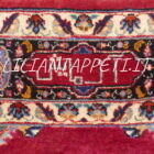 tappeto persiano khorasan mashad Firmato azmayesh lana su cotone 150x102 cm fondo rosso e marchio azienda in mezzo