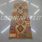 passatoia fondoletto kilim afghano da corridoio multicolore 175x62 cm