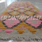passatoia fondoletto kilim afghano da corridoio multicolore 169x64 cm