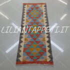 passatoia fondoletto kilim afghano da corridoio multicolore 159x65 cm