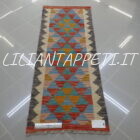 passatoia fondoletto kilim afghano da corridoio multicolore 159x65 cm