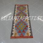 passatoia fondoletto kilim afghano da corridoio multicolore 159x65 cm