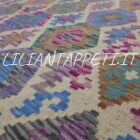 kilim afghano da salotto multicolore fondo avorio in lana 251x192 cm