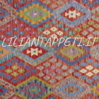 kilim afghano da salotto multicolore colori allegri in lana 241x215 cm