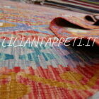 kilim afghano da salotto multicolore colori allegri in lana 241x215 cm