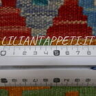 kilim afghano da salotto multicolore colori allegri in lana 241x215 cm