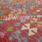 kilim afghano da salotto multicolore colori allegri in lana 245x204 cm