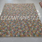 kilim afghano da salotto multicolore grigio tortora in lana 244x213 cm