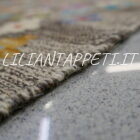 kilim afghano da salotto multicolore grigio tortora in lana 244x213 cm