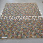 kilim afghano da salotto multicolore grigio tortora in lana 244x213 cm
