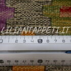 kilim afghano da salotto multicolore grigio tortora in lana 244x213 cm