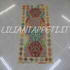 passatoia fondoletto kilim afghano da corridoio multicolore 130x62 cm