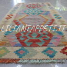 passatoia fondoletto kilim afghano da corridoio multicolore 130x62 cm