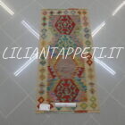 passatoia fondoletto kilim afghano da corridoio multicolore 130x62 cm