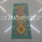 passatoia fondoletto kilim afghano da corridoio multicolore 145x60 cm