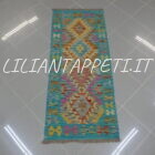 passatoia fondoletto kilim afghano da corridoio multicolore 145x60 cm