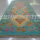 passatoia fondoletto kilim afghano da corridoio multicolore 145x60 cm