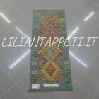 passatoia fondoletto kilim afghano da corridoio multicolore 145x60 cm