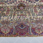 Tappeto persiano Kirman antico primi 900 in lana su cotone 352x270 cm fondo avorio con i fiori multicolori