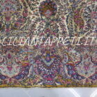 Tappeto persiano Kirman antico primi 900 in lana su cotone 352x270 cm fondo avorio con i fiori multicolori