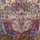 Tappeto persiano Kirman antico primi 900 in lana su cotone 352x270 cm fondo avorio con i fiori multicolori