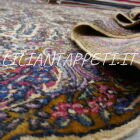 Tappeto persiano Kirman antico primi 900 in lana su cotone 352x270 cm fondo avorio con i fiori multicolori