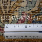 Tappeto persiano Kirman antico primi 900 in lana su cotone 352x270 cm fondo avorio con i fiori multicolori