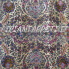 Tappeto persiano Kirman antico primi 900 in lana su cotone 352x270 cm fondo avorio con i fiori multicolori