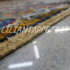Tappeto persiano Kirman antico primi 900 in lana su cotone 352x270 cm fondo avorio con i fiori multicolori