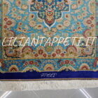 piccolo tappeto persiano kum tutto seta fondo azzurro verde 115x75 cm